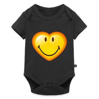 Smiley Glossy Heart - Baby Premium short-sleeve bodysuit - black - Front