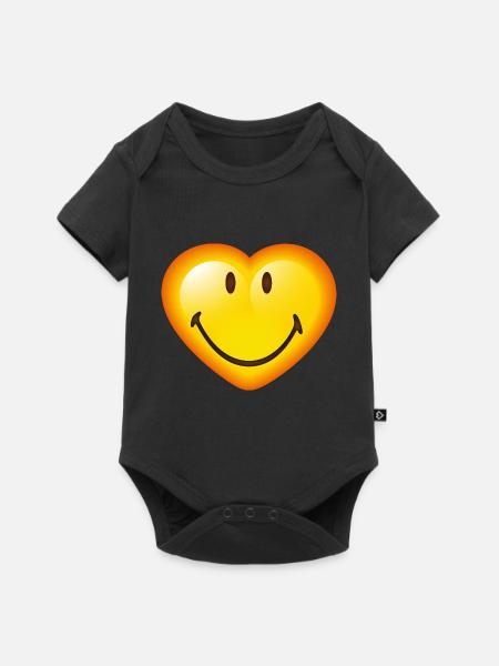 Smiley Glossy Heart - Baby Premium Kurzarmbody - Schwarz