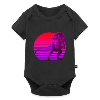 Retrowave Sunset with TRex - Baby Premium short-sleeve bodysuit - black - Front