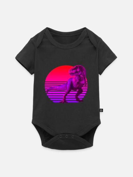 Retrowave Sunset avec TRex - Body à manches courtes Premium Bébé - noir
