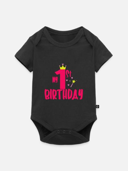 Mijn eerste verjaardag - Premium babyrompertje met korte mouwen - zwart