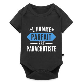 l'homme parfait est parachutiste - cadeau humour - Body à manches courtes Premium Bébé - noir - Devant