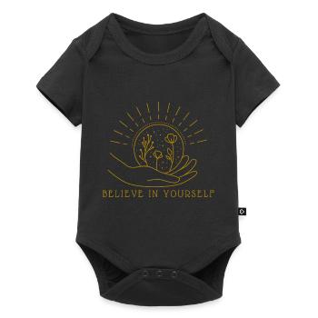 Believe in Yourself earth globe hand love - Baby Premium short-sleeve bodysuit - black - Front