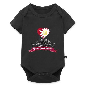 Berchtesgaden Watzmann Gams Herz - Baby Premium Kurzarmbody - Schwarz - Vorne