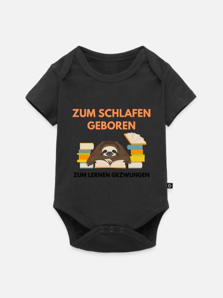 Schlafen und Lernen - Baby Premium Kurzarmbody - Schwarz