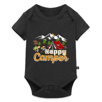 HAPPY CAMPER - Camping Camp Outdoor Tent - Body à manches courtes Premium Bébé - noir - Devant