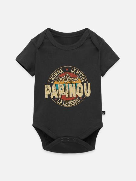 Papinou L'homme Le Mythe La Légende Cadeau - Body à manches courtes Premium Bébé - noir