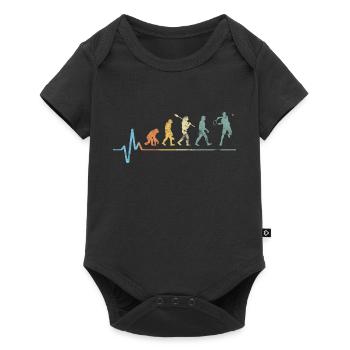 Tennis Evolution Herzschlag Vintage Retro Tennissp - Baby Premium Kurzarmbody - Schwarz - Vorne
