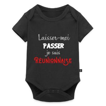 laisse-moi passer je suis réunionnaise - Body à manches courtes Premium Bébé - noir - Devant