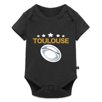 Rugby Toulouse 5 étoiles Stade Supporter Rugbymen - Body à manches courtes Premium Bébé - noir - Devant