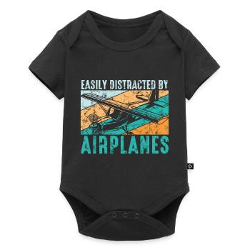 Facilement distrait par le pilote d’aviation Des avions - Body à manches courtes Premium Bébé - noir - Devant