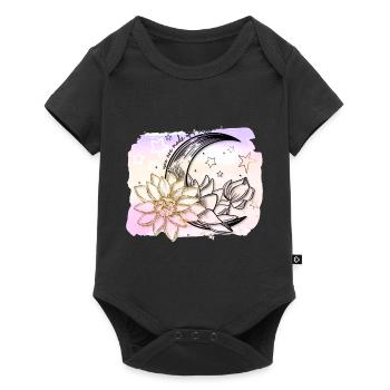 Crescent moon with flowers and stars - Baby Premium short-sleeve bodysuit - black - Front