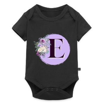 letter E Wreath of flowers - Baby Premium short-sleeve bodysuit - black - Front