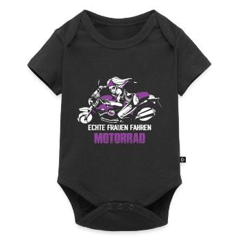 Echte Frauen fahren Motorrad Biker Girl Biken - Baby Premium Kurzarmbody - Schwarz - Vorne