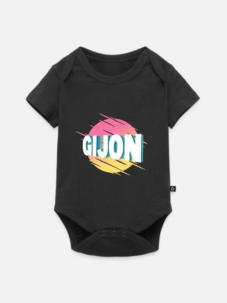 Gijon Espagne City Font Vintage Rétro - Body à manches courtes Premium Bébé - noir