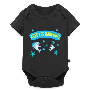 AVEC LES DAUPHINS - Body à manches courtes Premium Bébé - noir - Devant
