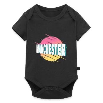 Manchester Angleterre Royaume-Uni Royaume-Uni City Font - Body à manches courtes Premium Bébé - noir - Devant