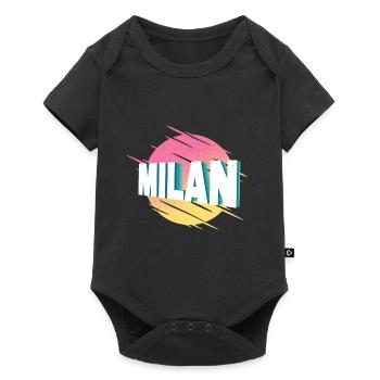 Milan Milan Italie City Font Vintage Rétro - Body à manches courtes Premium Bébé - noir - Devant