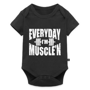 everyday Im musclen Design for a bodybuilder or - Baby Premium short-sleeve bodysuit - black - Front