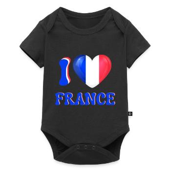 I love France Blue White Red Flag Heart - Baby Premium short-sleeve bodysuit - black - Front