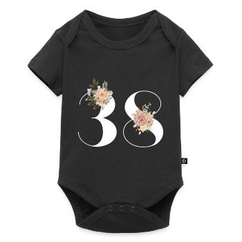 38e anniversaire fleuris (Cadeau de 38 ans) - Body à manches courtes Premium Bébé - noir - Devant