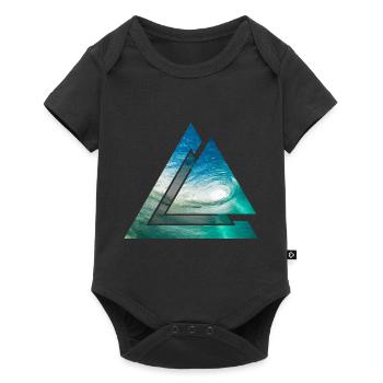 Conception de surfeur géométrique Breaking Wave - Body à manches courtes Premium Bébé - noir - Devant