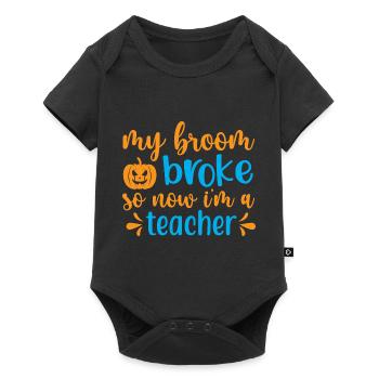 My broom broke so now i m a teacher - halloween - Body à manches courtes Premium Bébé - noir - Devant
