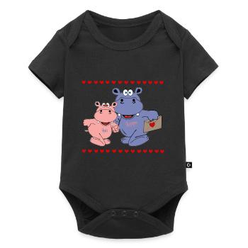 valentistag lettre hippo hippopotame amour chers enfants - Body à manches courtes Premium Bébé - noir - Devant