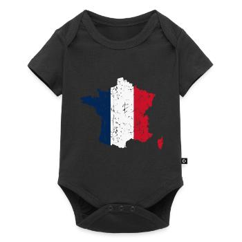 France Map Flag Vintage - Baby Premium short-sleeve bodysuit - black - Front