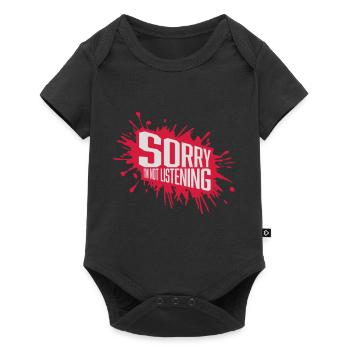 désolé de ne pas écouter - Body à manches courtes Premium Bébé - noir - Devant