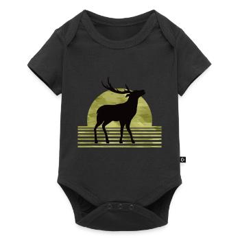 Hirsch - Baby Premium Kurzarmbody - Schwarz - Vorne