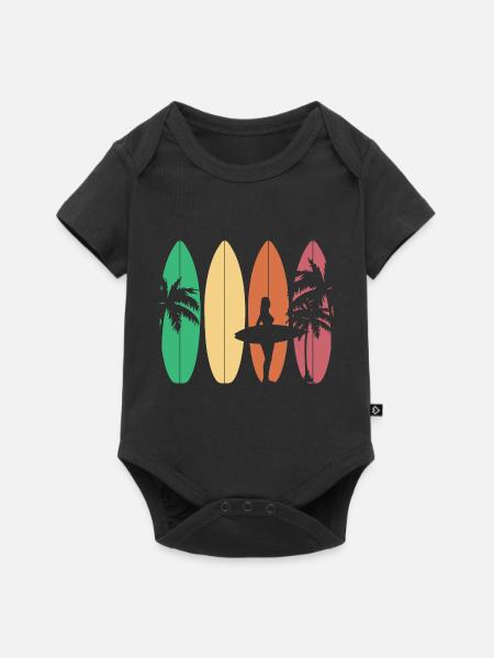 Surfing Surfboard Surfer Geschenksidee - Baby Premium Kurzarmbody - Schwarz