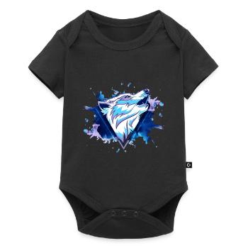Wolf Wolfhead Predator Splash Grunge Art - Body à manches courtes Premium Bébé - noir - Devant