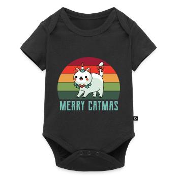 Merry Christmas / Merry Catmas - Baby Premium Kurzarmbody - Schwarz - Vorne