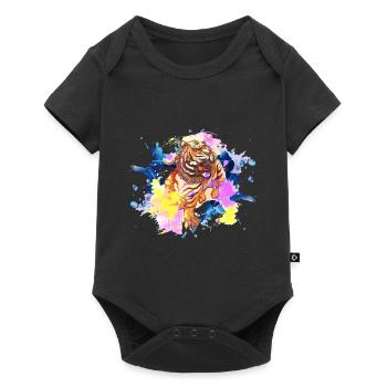 Tiger Splash Grunge Colorful Animal Predator Art - Body à manches courtes Premium Bébé - noir - Devant
