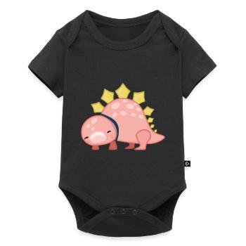Dinosaure cute rose - Body à manches courtes Premium Bébé - noir - Devant
