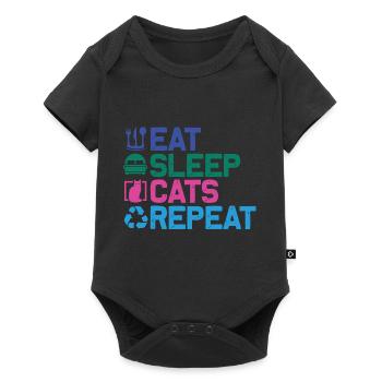 Eat, Sleep, Cats, Repeat - Katze T-Shirt Design - Baby Premium Kurzarmbody - Schwarz - Vorne