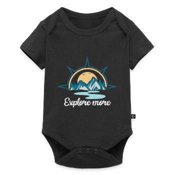 Entdecke mehr. explore more. wandern, erkunden, - Baby Premium Kurzarmbody - Schwarz - Vorne
