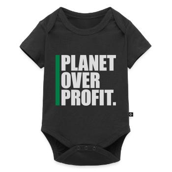 planet over profit Zitat - Baby Premium Kurzarmbody - Schwarz - Vorne