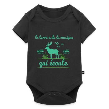 la terre a de la musique - Body à manches courtes Premium Bébé - noir - Devant