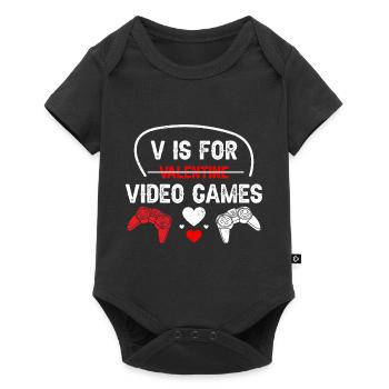 V is for Video Games No Valentines Couple Matching - Baby Premium short-sleeve bodysuit - black - Front