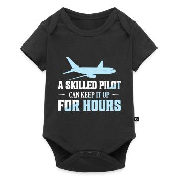 A Skilled Pilot Can Keep It Up For Hours Airline A - Baby Premium Kurzarmbody - Schwarz - Vorne