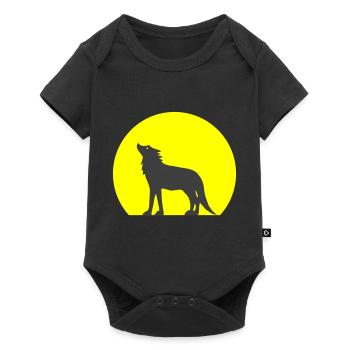 silhouette wolf and moon - Baby Premium short-sleeve bodysuit - black - Front