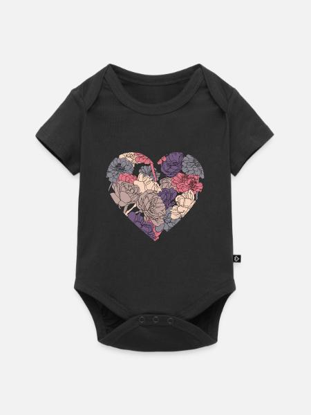 Blumenherz - Baby Premium Kurzarmbody - Schwarz