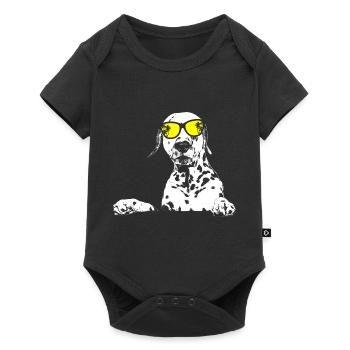 Dalmatiner Hundeliebe Kopfhörer Hundefans Dalmatin - Baby Premium Kurzarmbody - Schwarz - Vorne