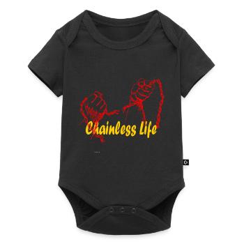 Hände mit Kette Schrift Gelb - Baby Premium Kurzarmbody - Schwarz - Vorne