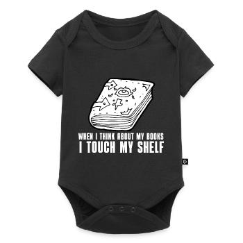 Quand je pense à mes livres, je touche mon étagère - Body à manches courtes Premium Bébé - noir - Devant