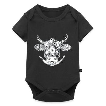 Zentangle-Kuhkopf - Baby Premium Kurzarmbody - Schwarz - Vorne