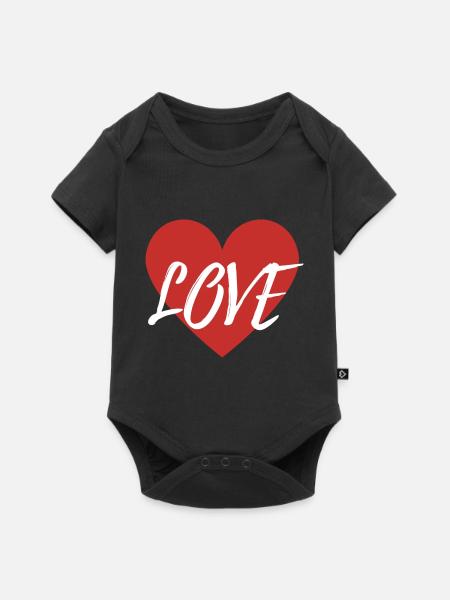 LOVE - Baby Premium Kurzarmbody - Schwarz
