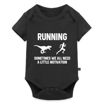 Motivation de course Raptor Chase Drôle de dinosaure - Body à manches courtes Premium Bébé - noir - Devant